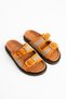 Klein Women's Straw Knitted Double Buckle Orange House Slippers - 9
