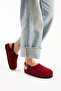 Moshe Women's Furry Single Buckle Plush Burgundy House Slippers Sandals