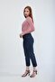Women's Elastic Waist Lycra Stretch Jean Trousers Dark Blue - 3