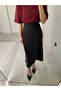 High Waist Midi Length Satin Skirt - 2