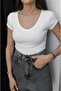 Ecru V-Neck Camisole T-Shirt - 6