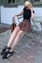 Brown pleated women's mini skirt shorts mg2402 - 5