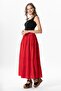Benan Elastic Waist Long Summer Muslin Skirt Red Krmz - 5