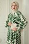 Colorful Leaf Patterned Viscose Khaki Dress - 2