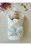 Blue Baby Boy Blanket Cotton Natural Organic Sleeping Baby Swaddle Hospital Release Newborn - 7