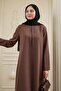 Pearl Piece Detail Tan Abaya - 4