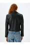 Short Faux Leather Jacket with Zipper Pocket - 4