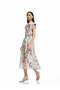 Belt-Detail Sleeveless Shirt Collar Midi Floral Dress - 2