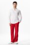 Muslin Elastic Waist Double Pocket Men's Summer Trousers Red Krmz - 5