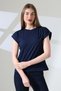 100% Cotton Crew Neck Low Sleeve Basic Women's T-Shirt 21979 Dark Blue