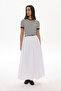White Poplin Pleated Skirt - 2