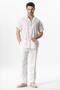 Short Sleeve Poplin Mediterranean Men's Summer Shirt White Byz - 5