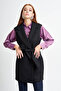 Black Vest with Stamp Textured Buttons - 4