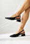 Nadiya Black Crocodile Belted Heeled Women's Shoes - 7