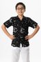 Short Sleeve Sile Cloth Printed Children's Summer Shirt Black Syh