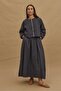 Kraşlı Bomber Skirt Set Anthracite - 2