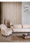 Liva Beige Berjer with Pompoms 1 Piece Single Sofa Cover 115X90 cm Berjer Shawl with Tassels - 2