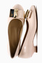 Sian Beige Patent Leather Buckle Detailed Short Heeled Women's Shoes