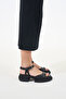 Helu Black Genuine Leather Women's Sandals - 2