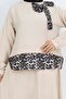 Ribbon Detailed Leopard Patterned Suit Stone Color 4804 - 3