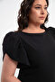 Women's Black Balloon Sleeve Plus Size Midi Dress - 4