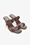 Valira Brown Genuine Leather Women's Heeled Slippers - 4
