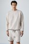 Plemon Men's Crew Neck Long Sleeve Print Detail Oversize Stone Color Sweatshirt - 3