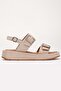 Women's Genuine Leather Buckle High-Sole Sandals - Beige - 3