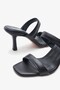Valira Black Genuine Leather Women's Heeled Slippers - 5