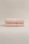 Ivory Salmon Ribbed Micro Fiber 100% Cotton 2 Piece Bath Towel Set 50 X 90 - 70 X 140 1127A - 2