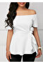 Women's Short Sleeve Madonna Collar Side Tie Imported Crepe Blouse - 5