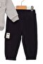 Baby Boy Black Tracksuit with Pockets and Gray Sweatshirt Set - Children's Clothing - 2