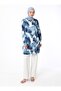 Abstract Patterned Wide-Cut Blue Tunic -