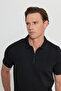 Men's Black Standard Fit Regular Fit Polo Neck Jacquard Knitwear T-Shirt - 4