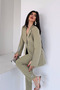 Women's Double Set Stone Detailed Pipe Leg Blazer Jacket Pants Set - 3