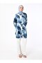 Abstract Patterned Wide-Cut Blue Tunic - - 4