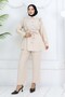 Ruffle Detailed Belted Double Suit Stone Color 4781