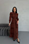 Women Brown Lace Detailed Dress Nbemp2677 - 2