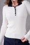 Women's Polo Neck Buttoned Ribbed Premium Quality Knitwear Sweater - 5