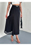 Women's Fabric Belted Tulle Skirt with Slit Detail - 3