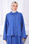 Indigo Bat Sleeve Modal Shirt Skirt Suit - 4