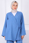 Indigo Front Tie Kimono Pants Suit - 4