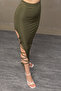 Women's Leg Tie Long Slit Skirt - 8
