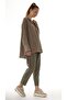 Women's Brown Pocket Sleeve and Back Mesh Detailed Foldable Sleeve Cotton Linen Blouse - 4