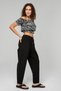 Women's Black Relaxed Cut Palazzo Linen Trousers - Cotton, High Waist, Summer Monaha - 6