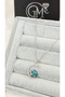 Stainless Steel Necklace with Blue Stone Moon and Star Design - Non Tarnish Water Resistant