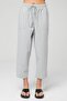 Women's Light Gray Regular Fit Ankle Length Linen Trousers - Cotton, Pocket, Summer Monaha - 2