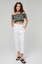 Women's White High Waist Elastic Waist Linen Look 100% Cotton Ankle Length Pants