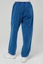 Women's Blue Denim Look Wide-Leg Palazzo Linen Trousers - Cotton, Washed, Summer Monaha - 7