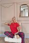 Red See the Good Patterned Short-Sleeve Knitted Women's Pajamas Suit - 3